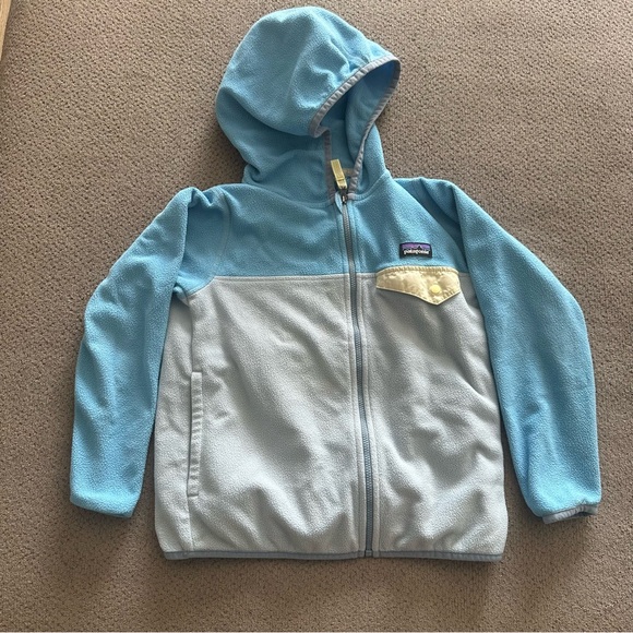 Patagonia Other - Patagonia Kids Blue and Gray Fleece Hoodie 5-6 Kids